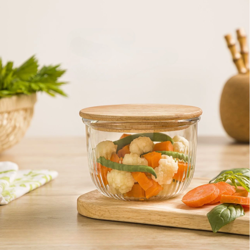 Fluted Design Airtight Glass Bowls Set