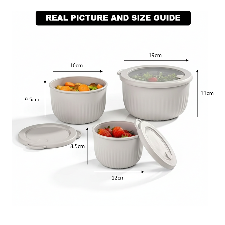 PureVent Stackable 3-Pcs Bowl Set with Vented Lid