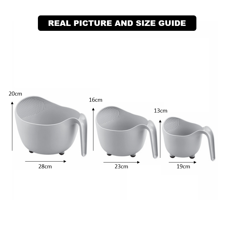 Pack of 3 Fruits and Vegetables Wash Bowl with Drainer