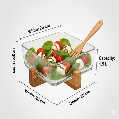 SnackEase Wooden X-Base Server with Glass Dish