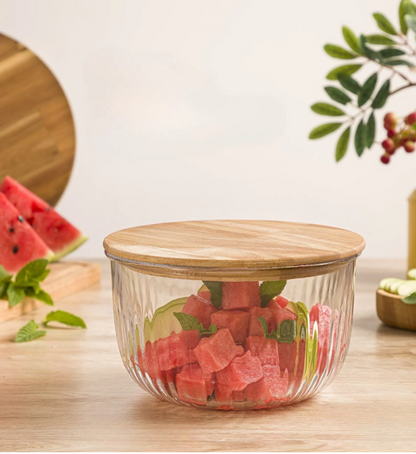 Fluted Design Airtight Glass Bowls Set