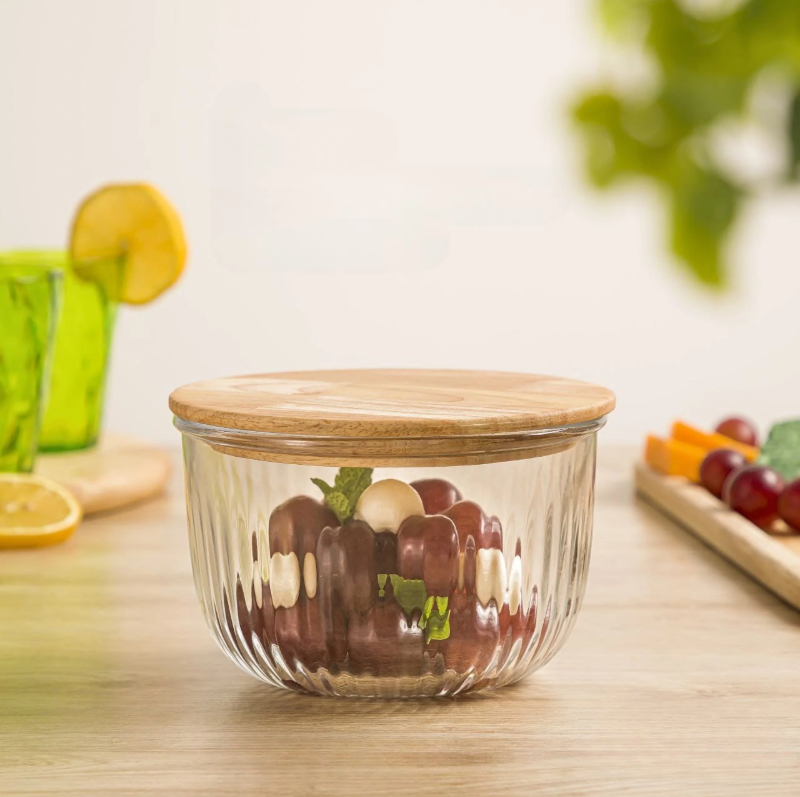 Fluted Design Airtight Glass Bowls Set