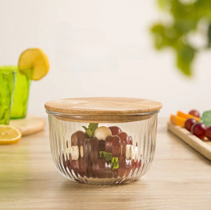 Fluted Design Airtight Glass Bowls Set
