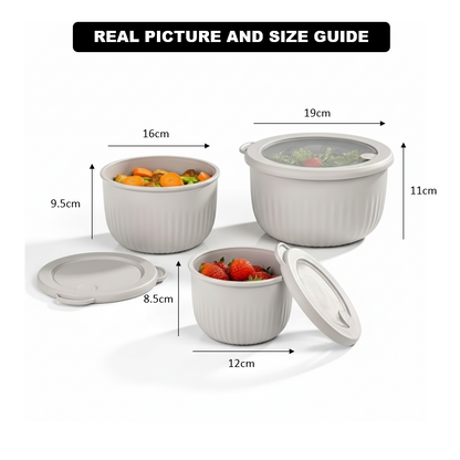PureVent Stackable 3-Pcs Bowl Set with Vented Lid