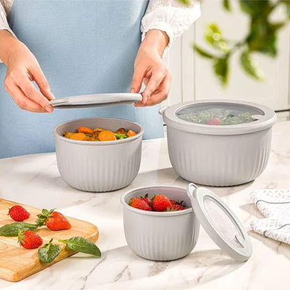 PureVent Stackable 3-Pcs Bowl Set with Vented Lid